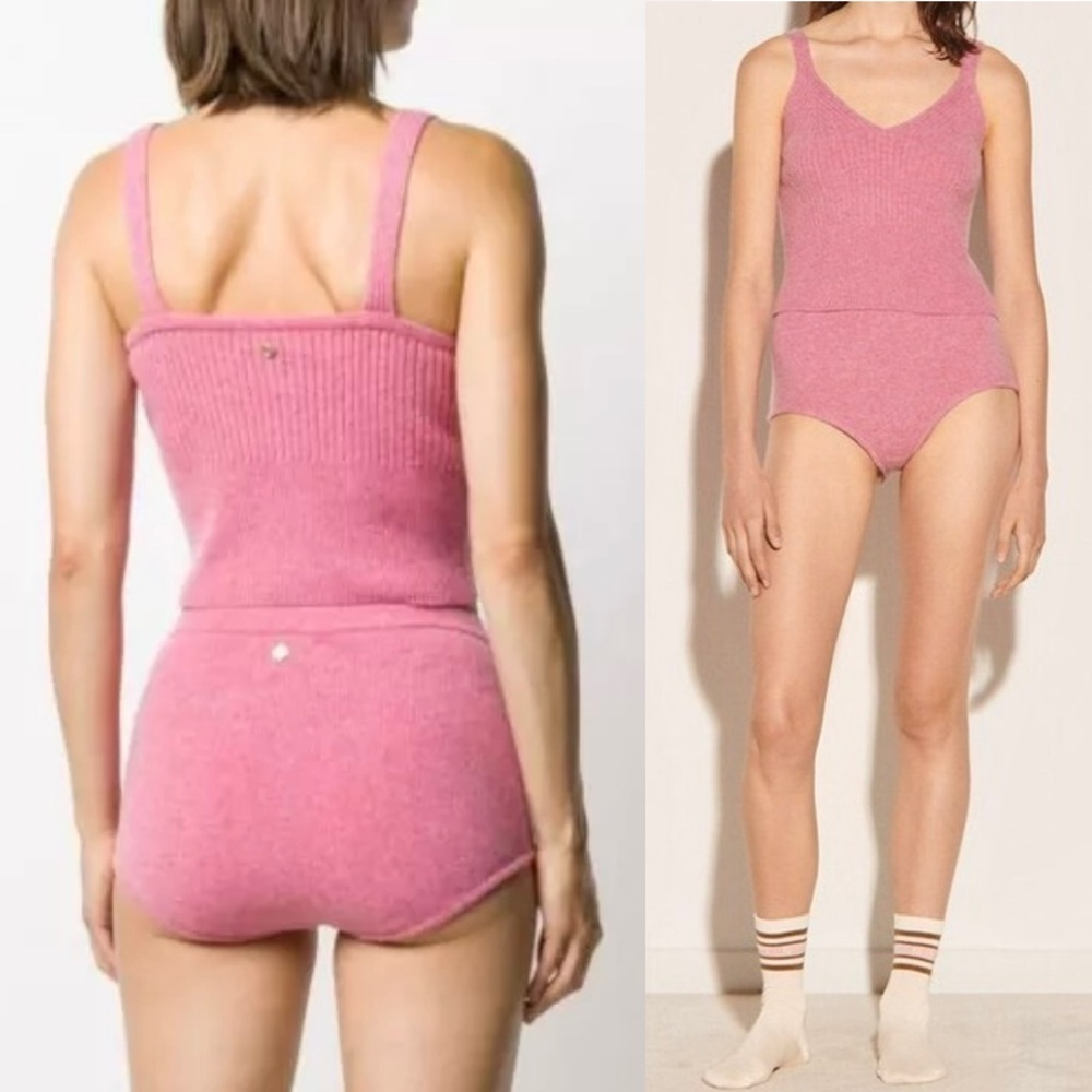 SANDRO Wool‎ Rib Knit Sleeveless V-Neck Slim Cropped Camisole Sweater Tank Top L - Picture 9 of 12